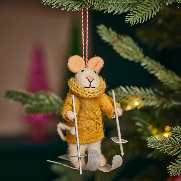 Decoration - FAF-118 - Skiing Mouse Christmas Tree Decoration - Skiing Mouse Christmas Tree Decoration - Whistlefish