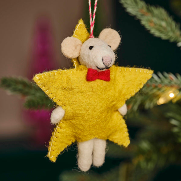 Decoration - FAF-128 - Felt Mouse Christmas Tree Decoration - Felt Mouse Christmas Tree Decoration - Whistlefish