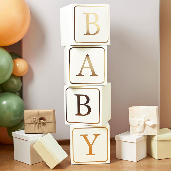 Decorations - HBBS225 - Gold 'Baby' Giant Blocks 4pcs - Gold 'Baby' Giant Blocks 4pcs - Whistlefish