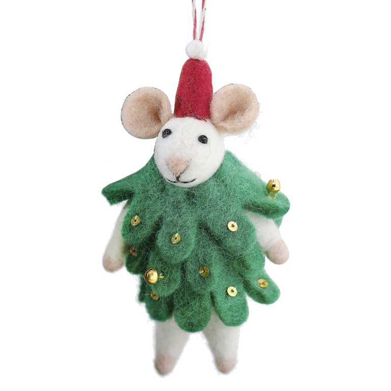 Decoration - MLC-206 - Felt Mouse Christmas Tree Decoration - Felt Mouse Christmas Tree Decoration - Whistlefish