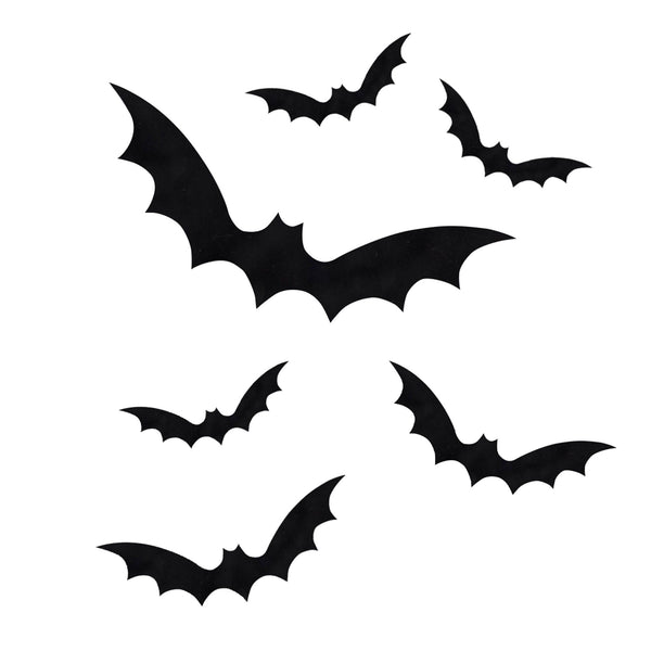 Decorations-FRI-120 - Black Bat Halloween Window Stickers-Whistlefish