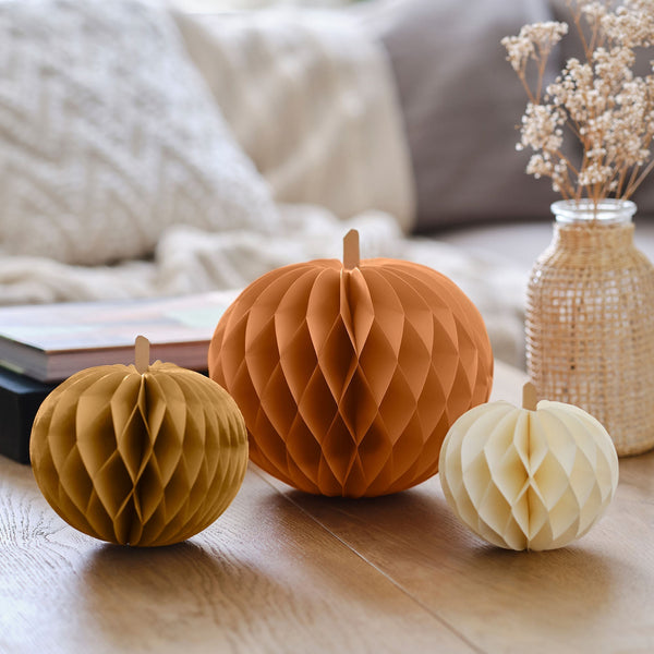 Decorations-SPI-109 - Halloween Paper Honeycomb Pumpkins-Whistlefish