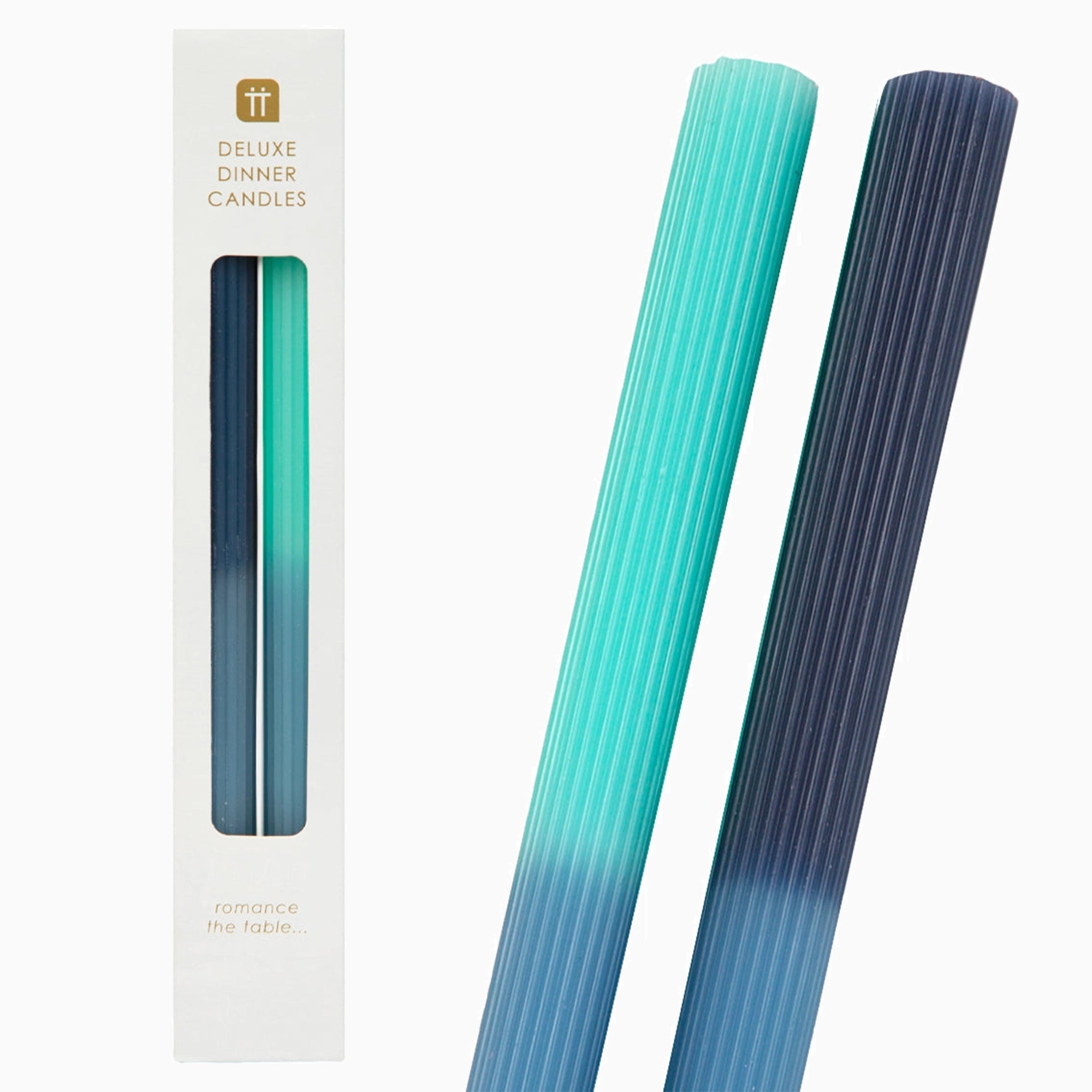 Dinner Candles-CNDL-2TONE-B - 2 Tone Blue Dinner Candles 2 Pack-Talking Tables