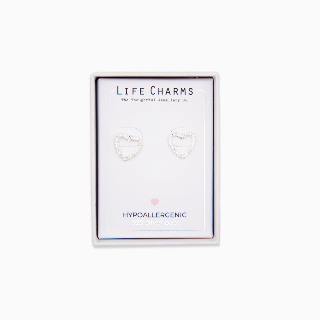 Earrings-E165S - Silver Open Heart Earrings-Whistlefish