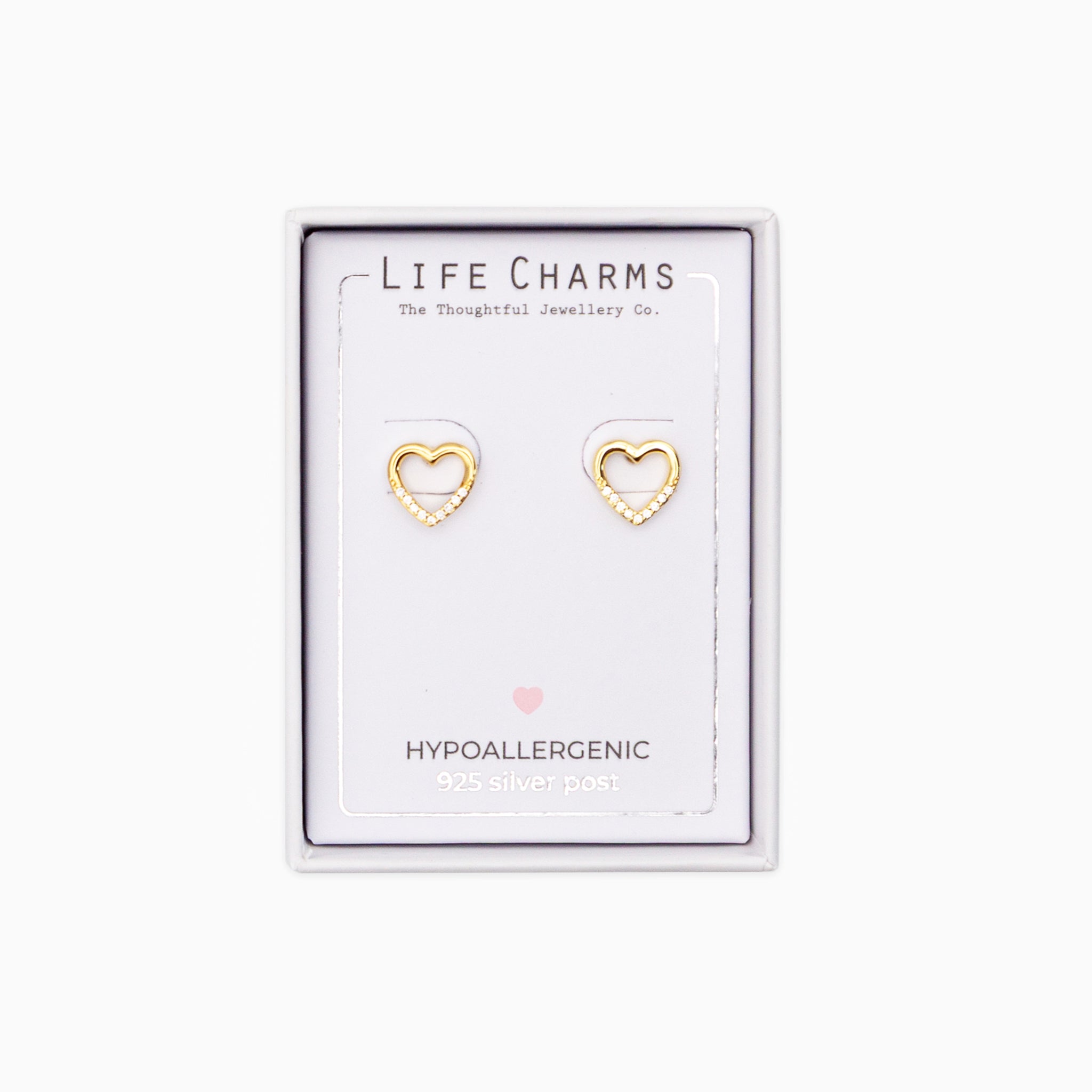 Earrings-E201G - Gold Open Heart Earrings-Whistlefish