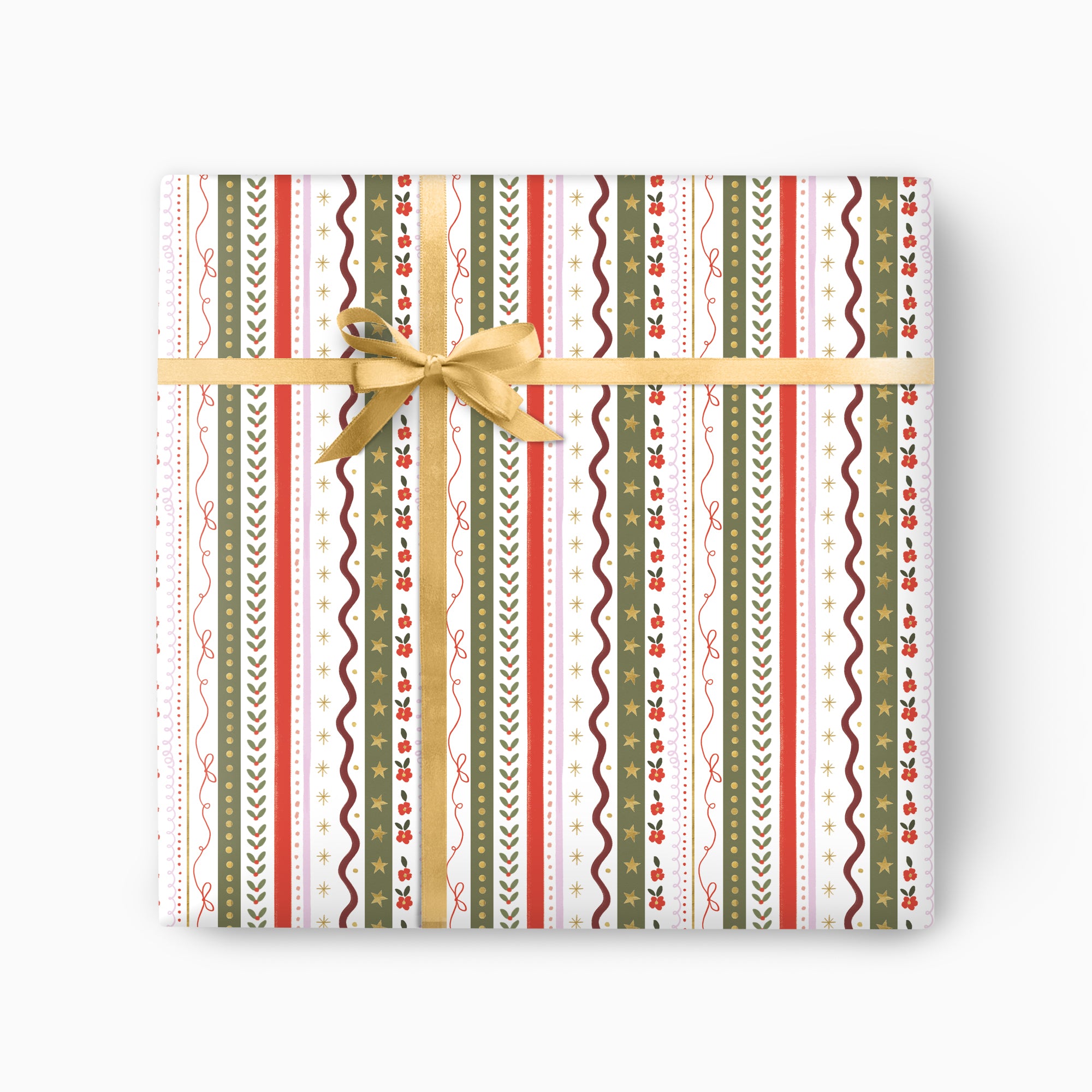 FCWP007 - Sugarplum Stripe Foiled Wrapping Paper