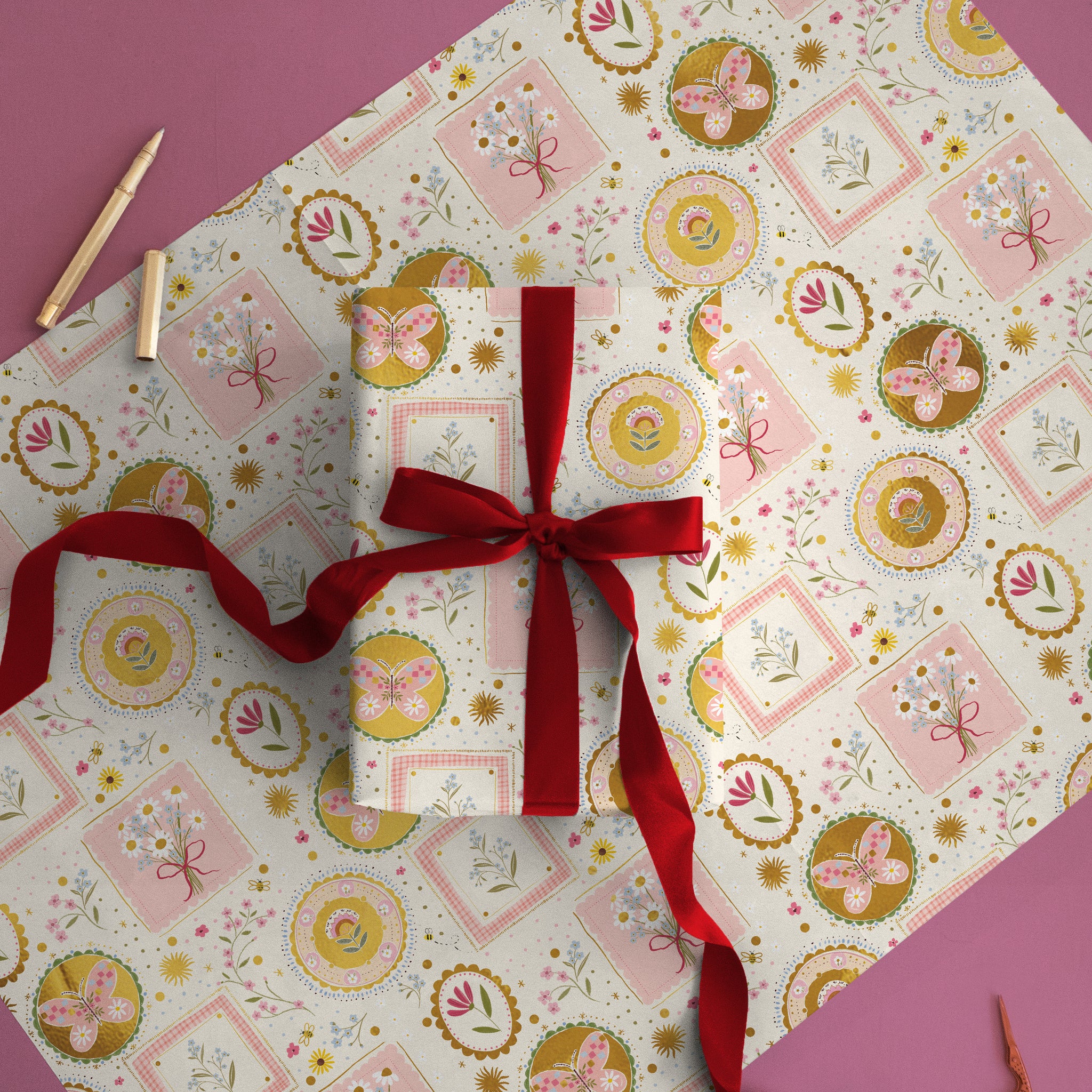 FWP003 - Garden Frames Foiled Wrapping Paper Sheet