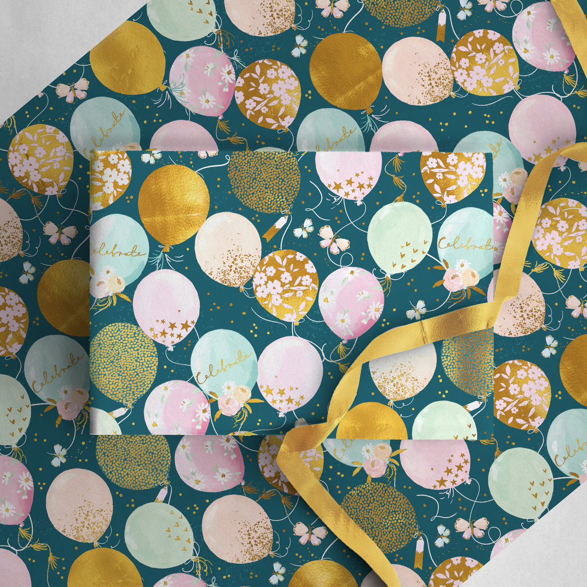 FWP004 - Golden Wishes Foiled Wrapping Paper Sheet