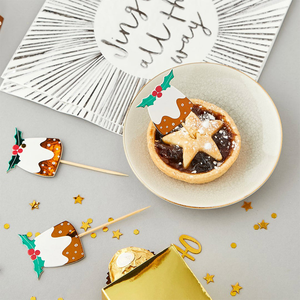 Food Picks-HBCC109 - Christmas Pudding Food Picks-Hootyballoo