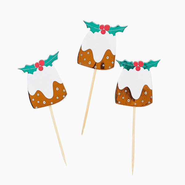 Food Picks-HBCC109 - Christmas Pudding Food Picks-Hootyballoo