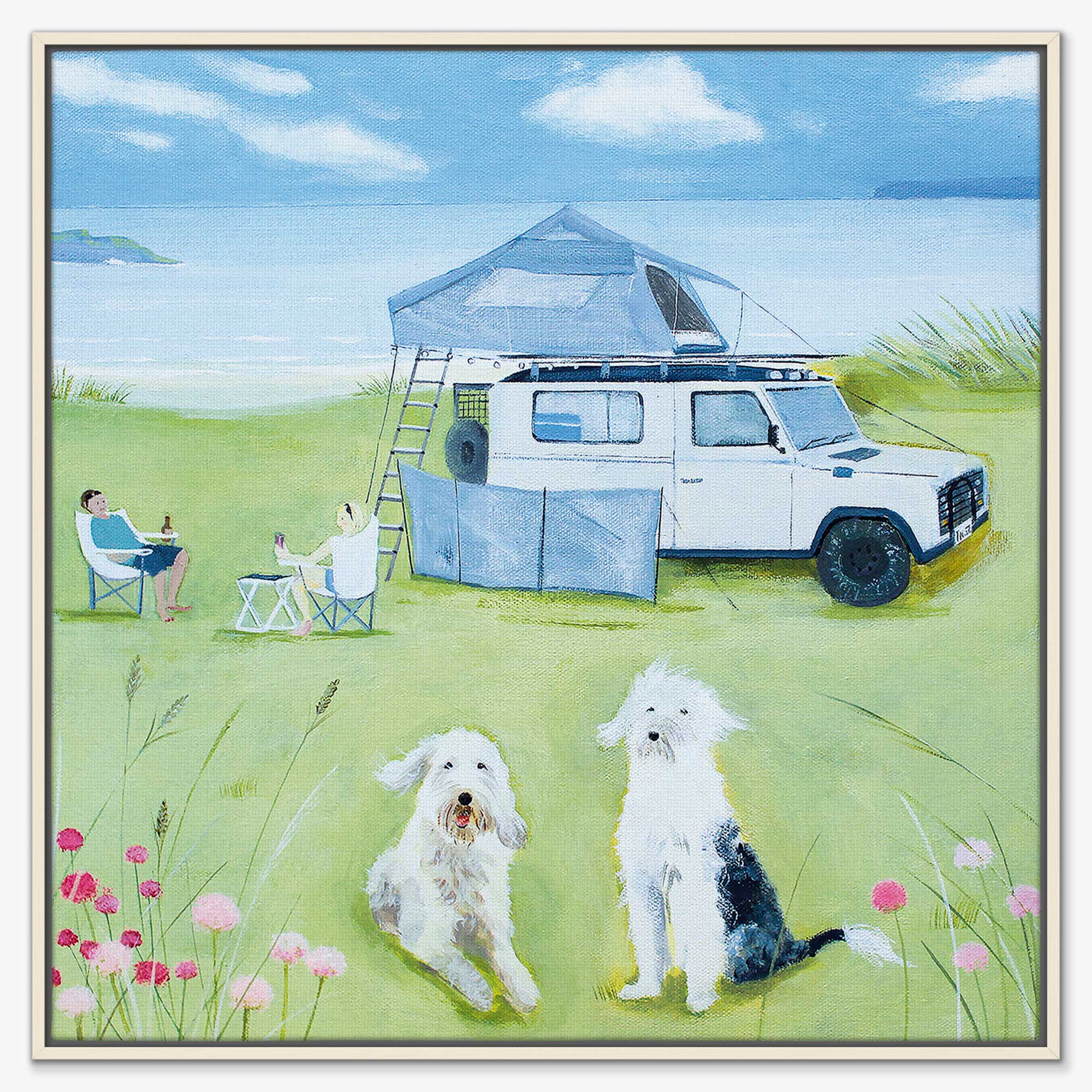 Canvas-HCC300F - Camping In The Dunes Framed Canvas-Hannah Cole