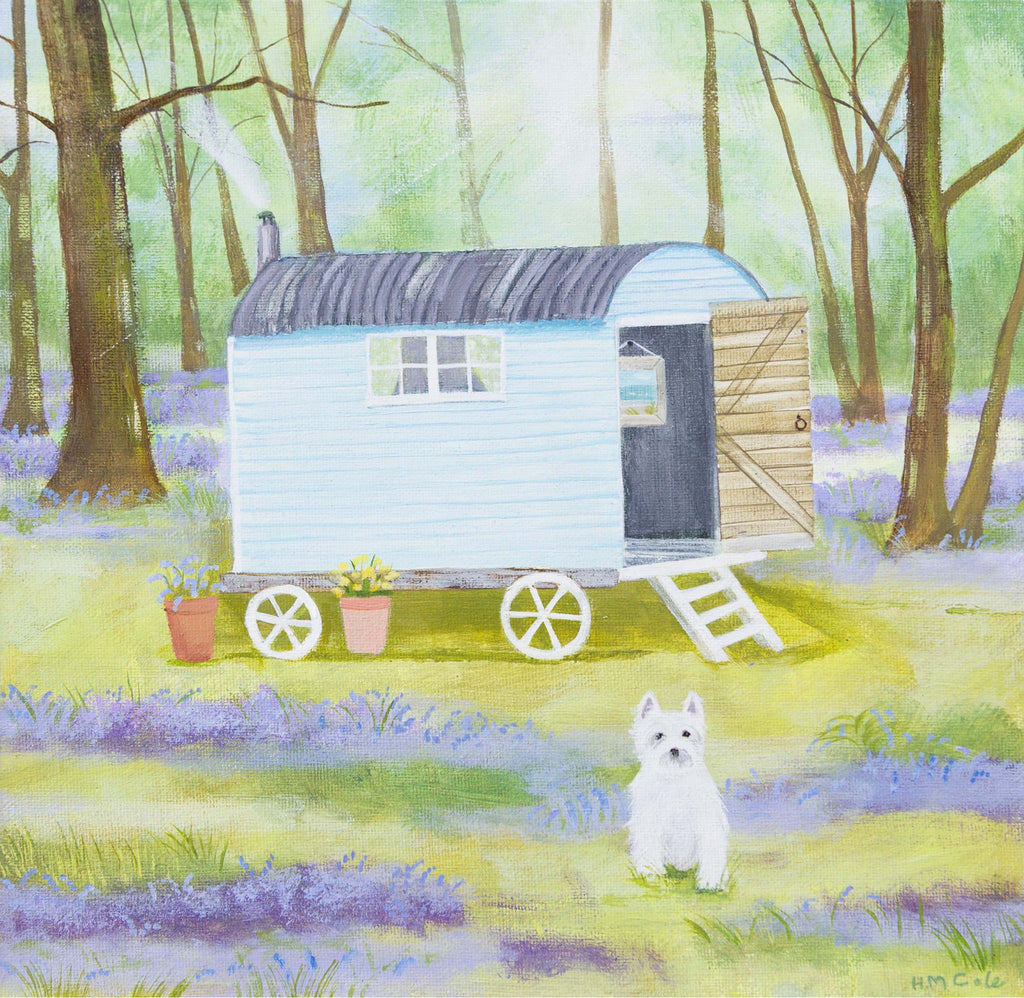 Canvas-HCC362LF - Westie in the Woods Square Framed Canvas-Hannah Cole