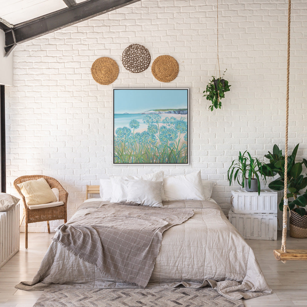 Canvas-ICC111F - Agapanthus Beach Framed Canvas-Whistlefish