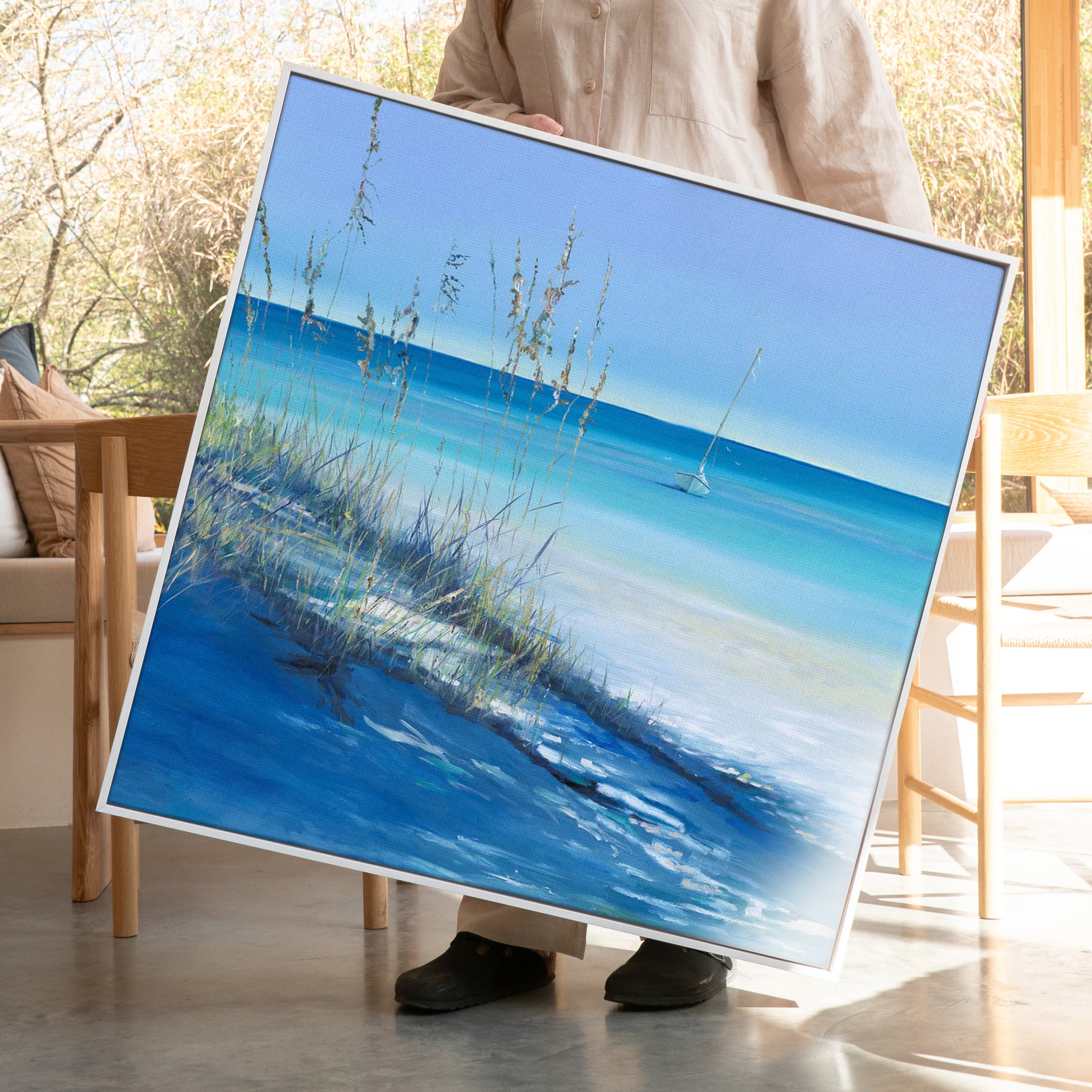 Canvas-ICC123F - All Shore Large Framed Canvas-Iris Clelford