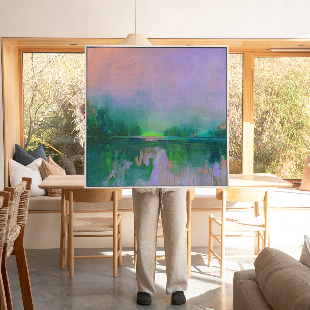 Canvas-ICC125F - Forest Green Reflected Large Framed Canv-Iris Clelford