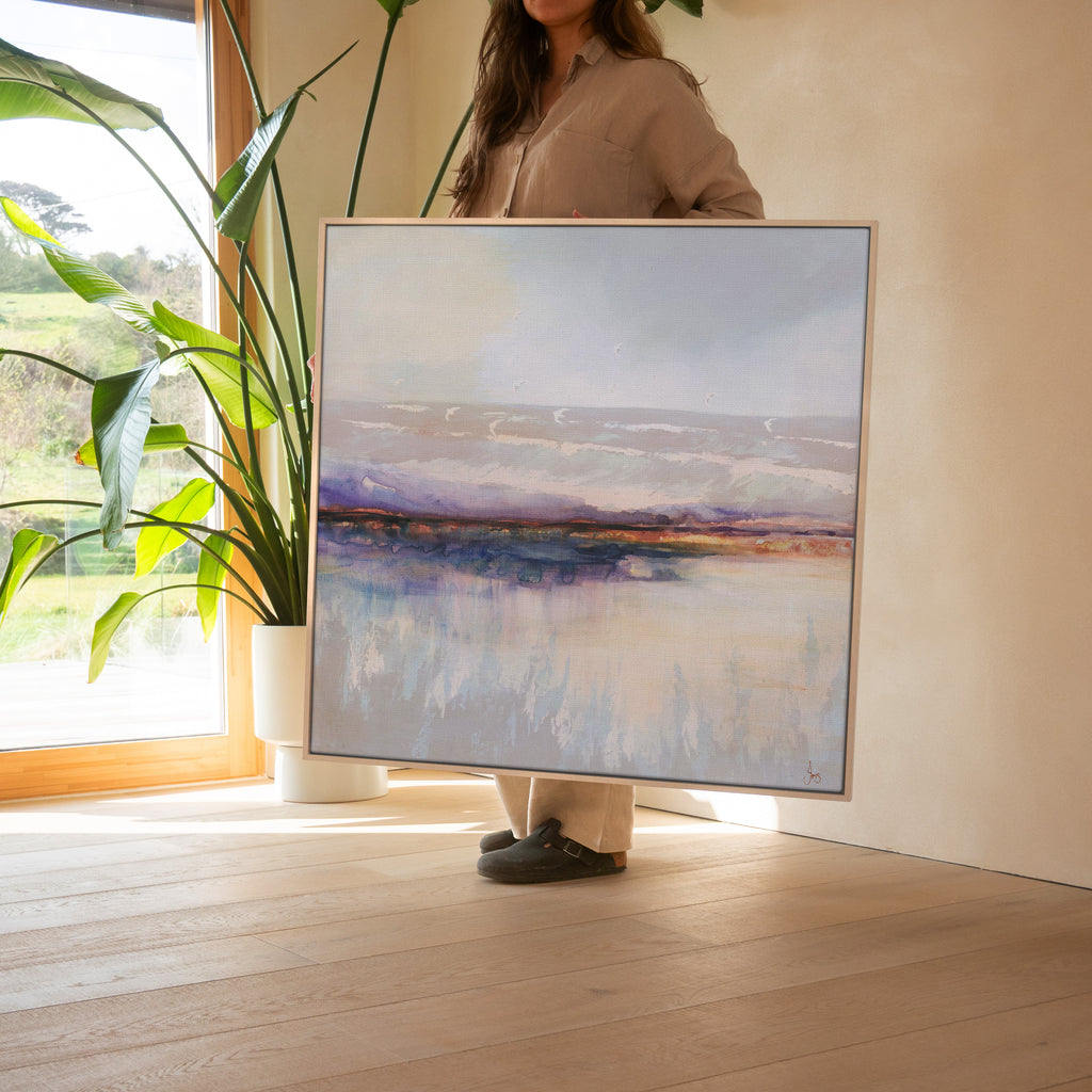 Canvas-ICC134F - Distant Hills Framed Canvas-Iris Clelford