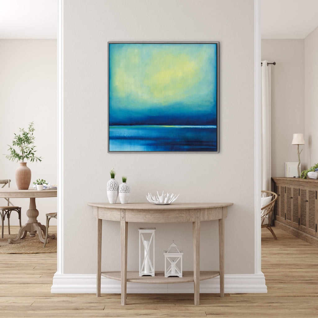 Canvas-ICC51F - Aqua Skies Marazion Marshes Framed Canvas-Whistlefish