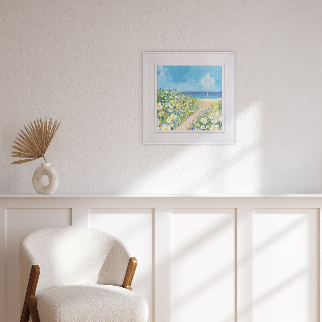 Canvas-WFC169F - Flower Fields Sail Boat Framed Canvas-Whistlefish