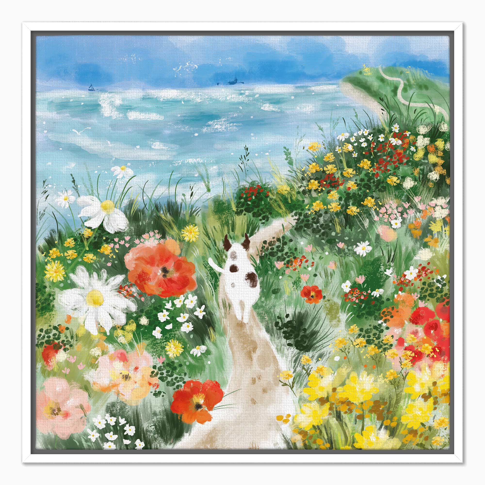 Canvas-WFC172F - Patch Among the Wildflower Framed Canvas-Whistlefish