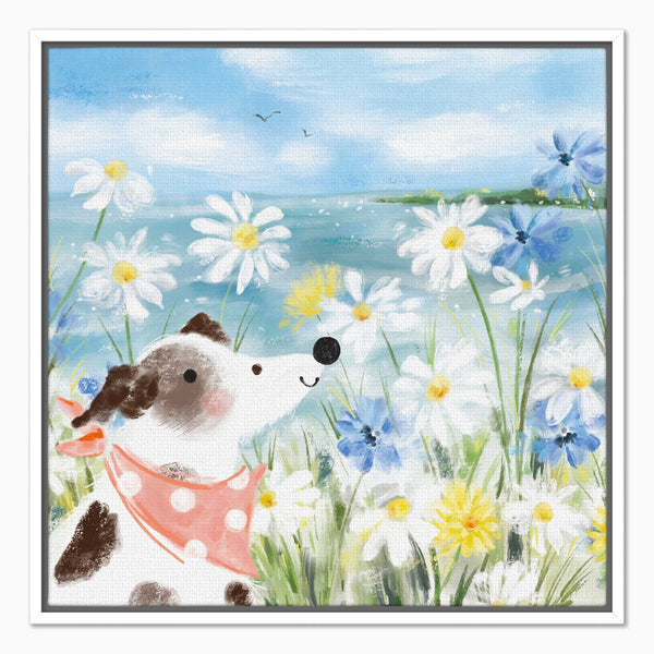 Canvas-WFC173F - Patch and the Daisies Framed Canvas-Whistlefish
