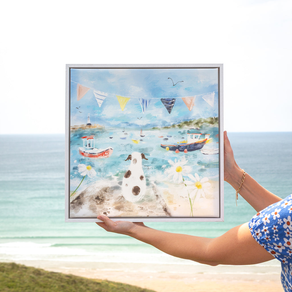 Canvas-WFC172F - Spot Among the Wildflowers Framed Canvas-Whistlefish