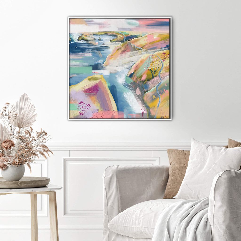 Canvas-WFC79F - Pink Rock Large Framed Canvas-Whistlefish