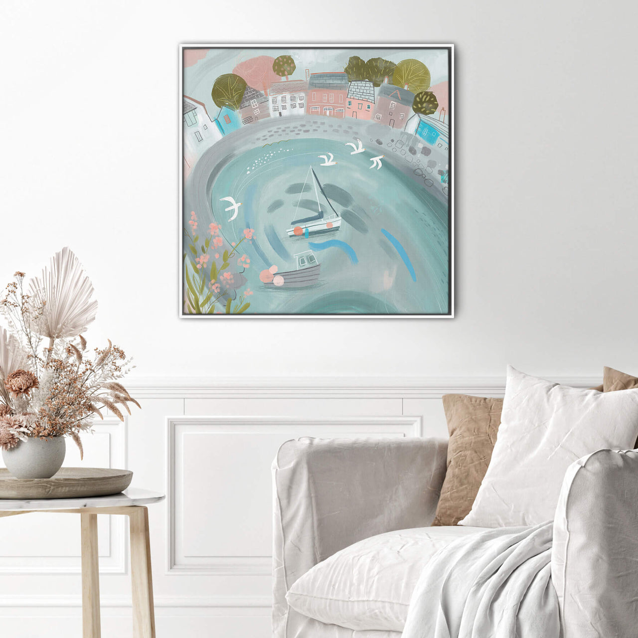 Canvas-WFC82F - Padstow Blues Large Framed Canvas-Whistlefish