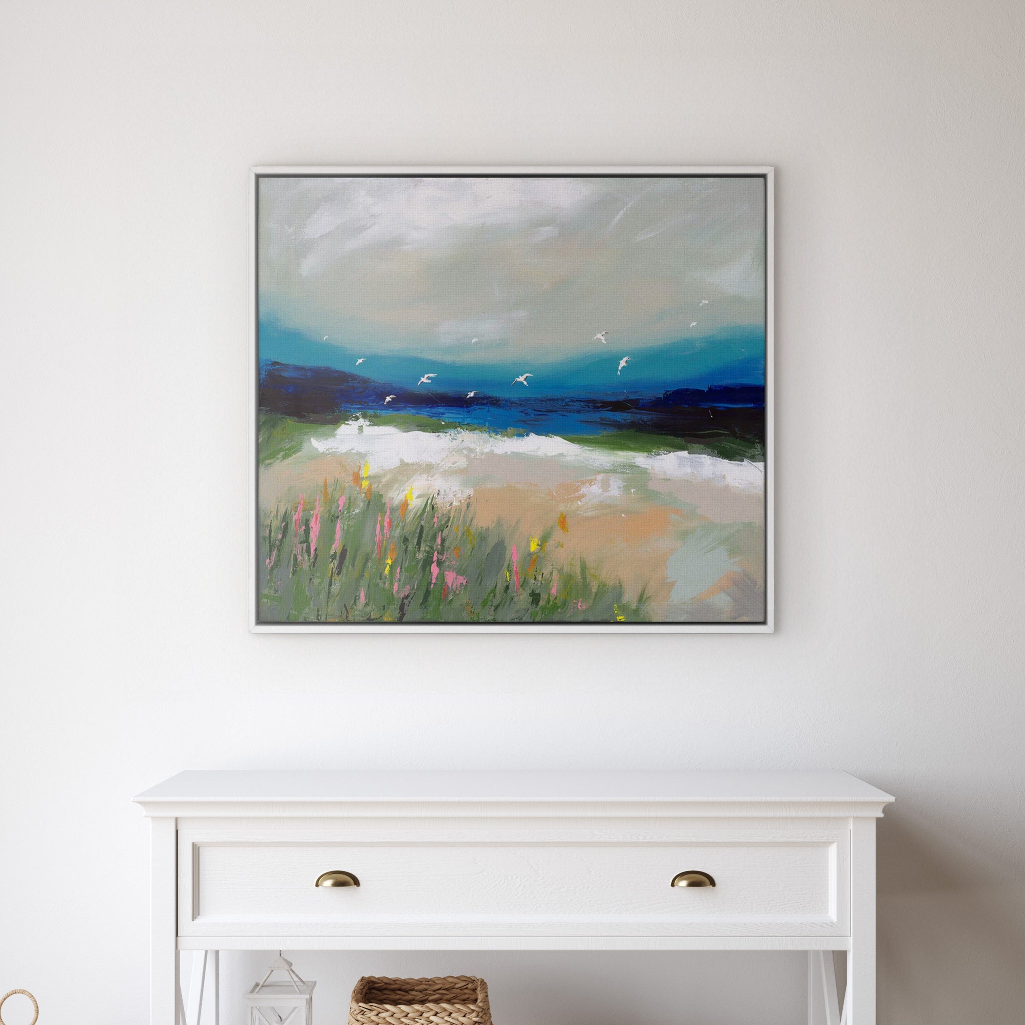 Canvas-WTC15F - Wild Flower Shoreline Framed Canvas-Will Thompson