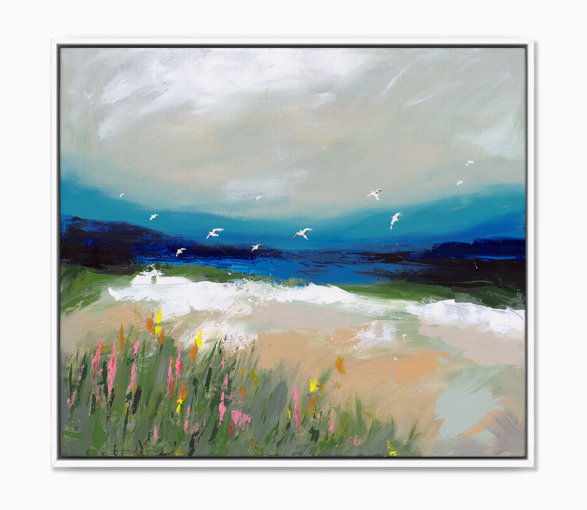 Canvas-WTC15F - Wild Flower Shoreline Framed Canvas-Will Thompson