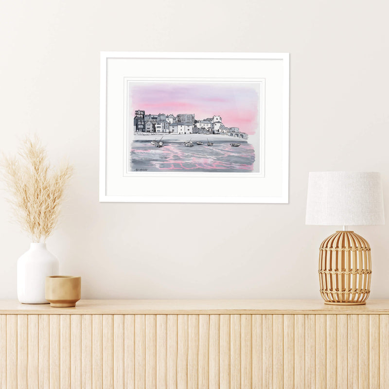 Framed Print-AK02F - St Ives Harbour Med Framed Print-Whistlefish