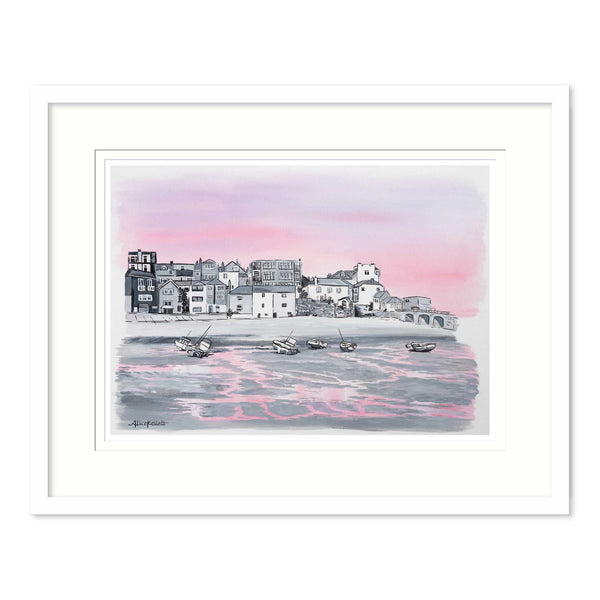 Framed Print-AK02F - St Ives Harbour Med Framed Print-Whistlefish