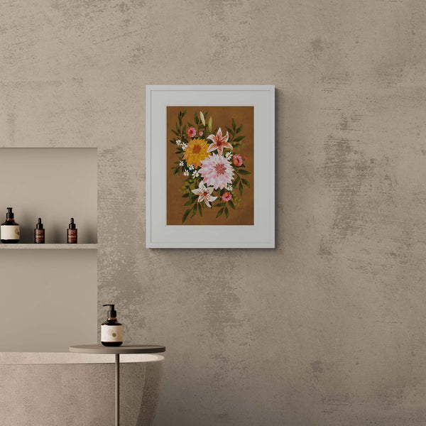 Framed Print - CHU02-WH - Dahlia's Bouquet Medium Framed Print - Dahlia's Bouquet Medium Framed Print - Whistlefish