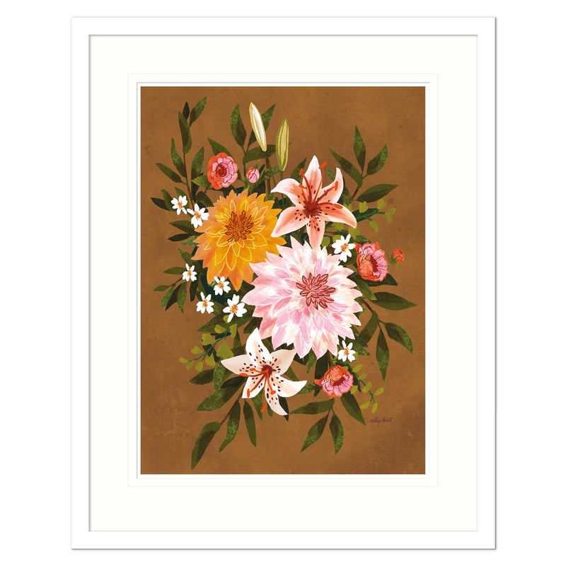 Framed Print-CHU02-WH - Dahlia's Bouquet Medium Framed Print-Whistlefish