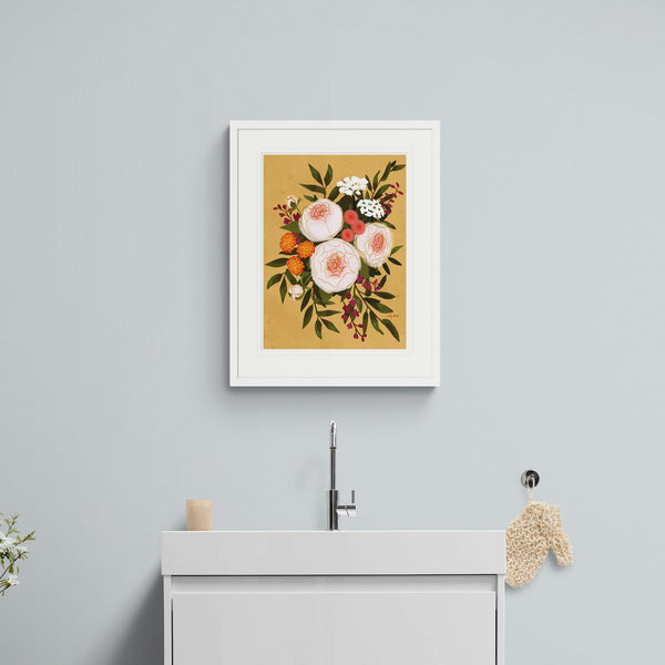 Framed Print - CHU03-WH - Peonies Bouquet Medium Framed Print - Peonies Bouquet Medium Framed Print - Whistlefish