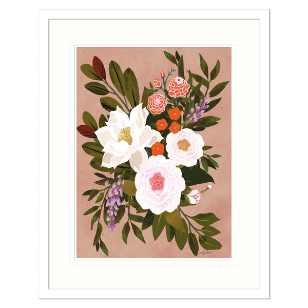 Framed Print-CHU04-WH - White Flowers Bouquet Medium Framed Print-Whistlefish