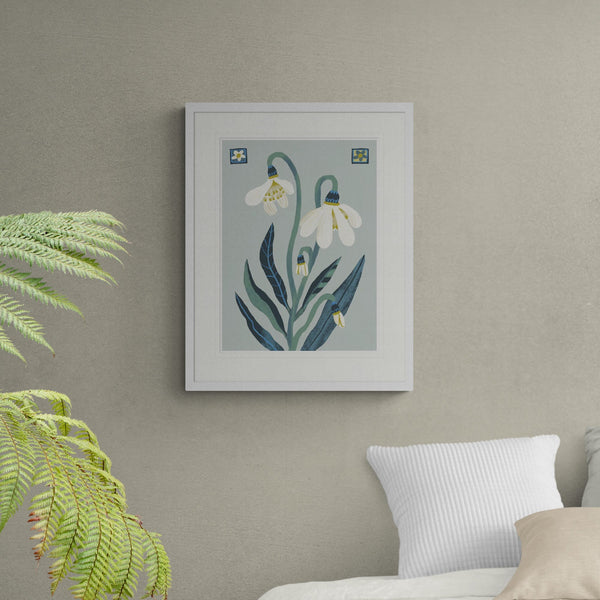 Framed Print - CHU05-WH - Snowdrops Botanical Medium Framed Print - Snowdrops Botanical Medium Framed Print - Whistlefish