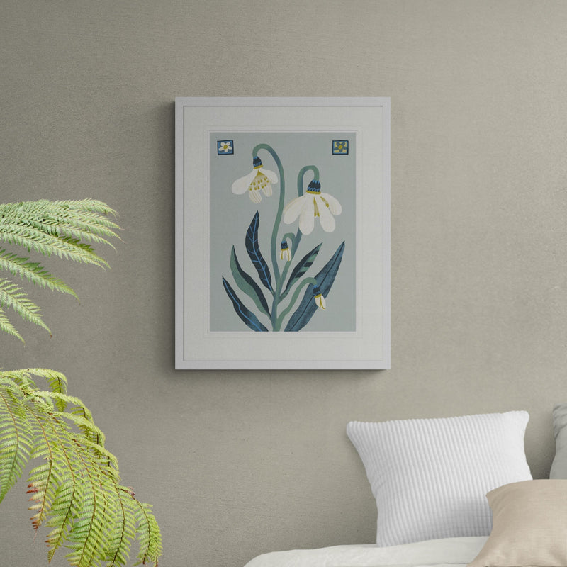 Framed Print - CHU05-WH - Snowdrops Botanical Medium Framed Print - Snowdrops Botanical Medium Framed Print - Whistlefish