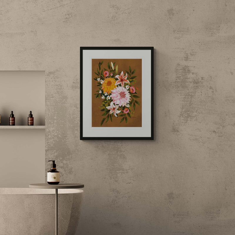 Framed Print - CHU11-BL - Dahlia's Bouquet Medium Framed Print - Dahlia's Bouquet Medium Framed Print - Whistlefish