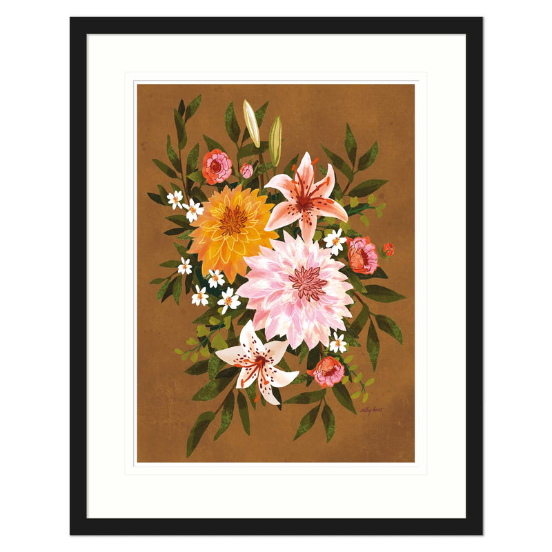 Framed Print-CHU11-BL - Dahlia's Bouquet Medium Framed Print-Whistlefish