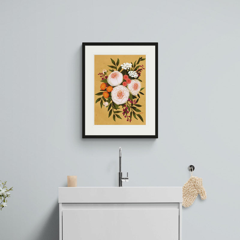 Framed Print - CHU12-BL - Peonies Bouquet Medium Framed Print - Peonies Bouquet Medium Framed Print - Whistlefish