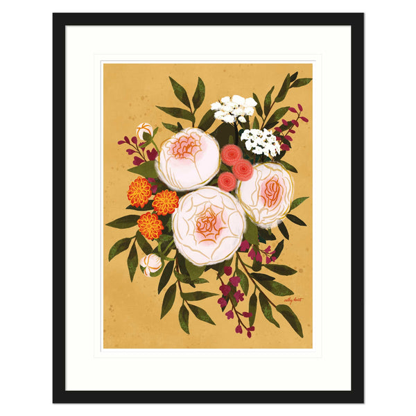 Framed Print-CHU12-BL - Peonies Bouquet Medium Framed Print-Whistlefish