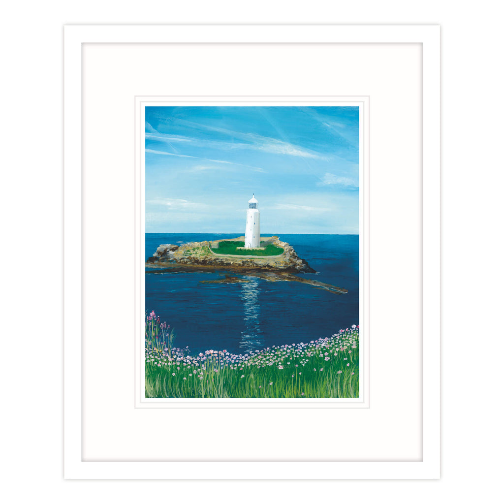 Framed Print-GH14F - Godrevy Lighthouse Framed Print-Whistlefish