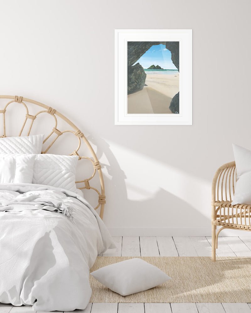 Framed Print - GH27F - Cave at Holywell Bay Framed Print - Cave at Holywell Bay Framed Print by Georgie Harrison - Whistlefish