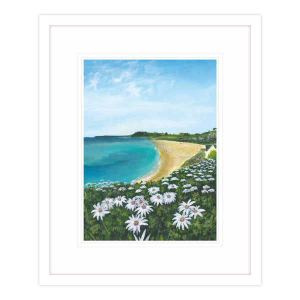 Framed Print-GH29F - Daisies by the Sea Framed Print-Whistlefish