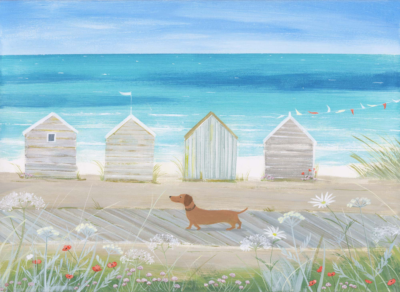 Framed Print-HC364LF - Sausage on The Shore Large Framed Print-Hannah Cole