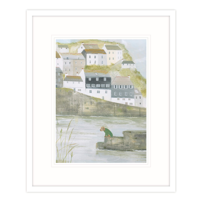 Framed Print-HC188F - Mevagissey Dog Framed Print-Whistlefish