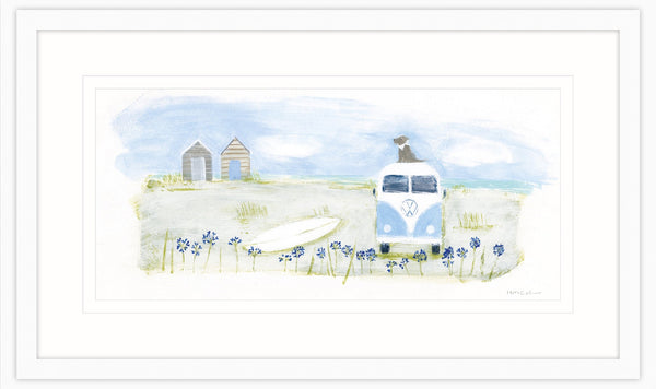 Framed Print-HC215F - Camper & Beach Huts Medium Framed Print-Whistlefish