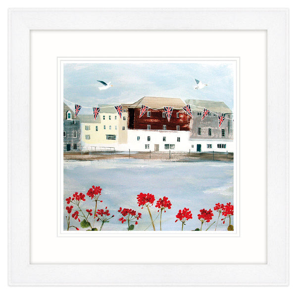 Framed Print - HC243F - Padstow Harbour Bunting Small Framed Prin - 