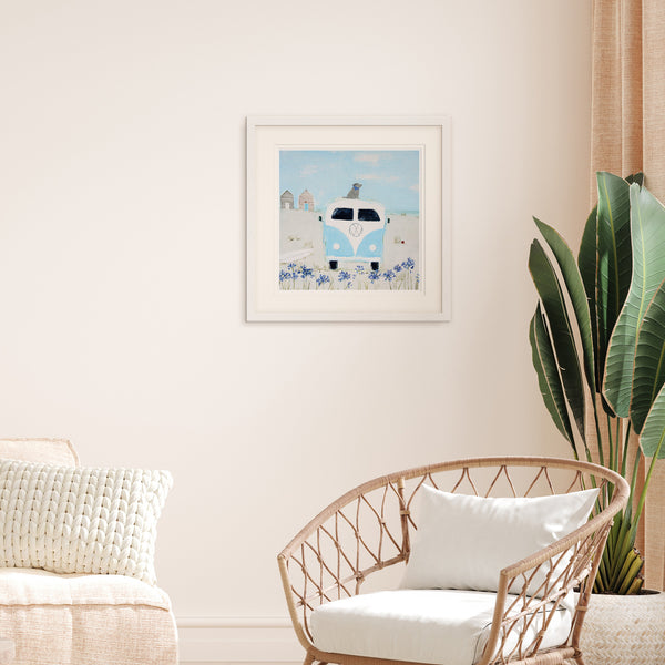 Framed Print - HC322F - Blue Camper Framed Print - Blue Camper Framed Print - Whistlefish