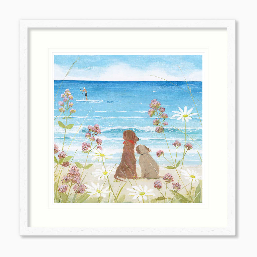 Framed Print-HC359F - Beach Dogs Small Framed Print-Hannah Cole